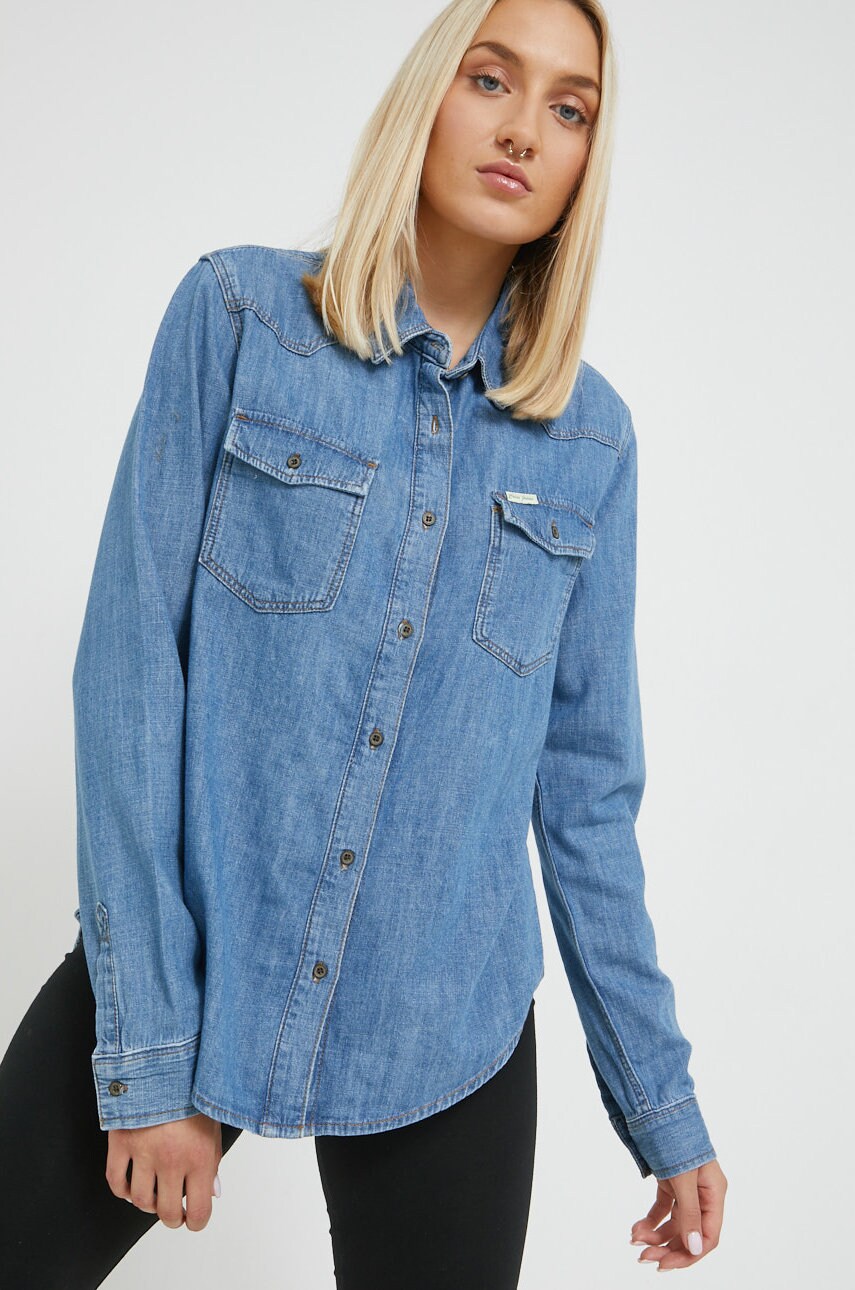 

Джинсовая рубашка Cross Jeans женская regular классический воротник