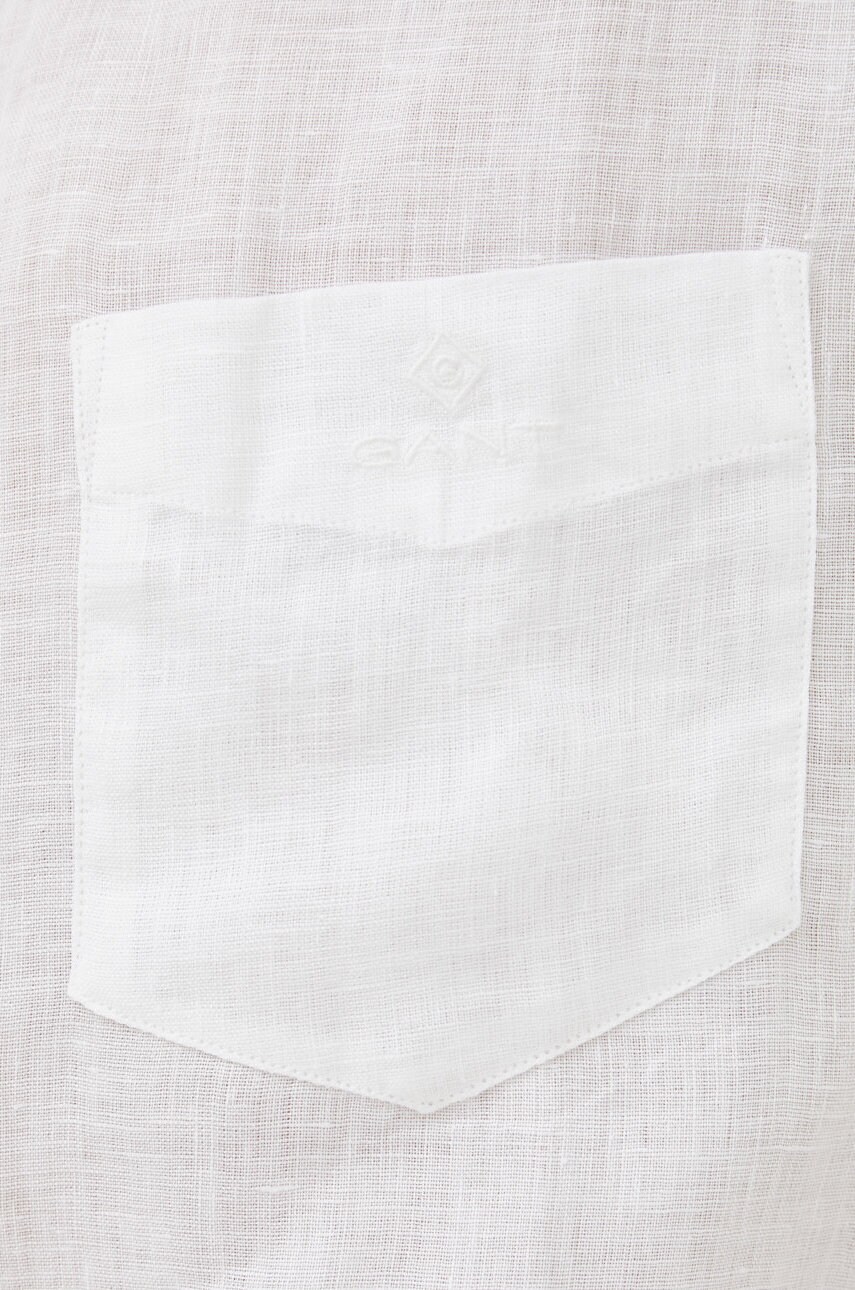 

Льняная рубашка Gant мужская цвет белый slim воротник button-down