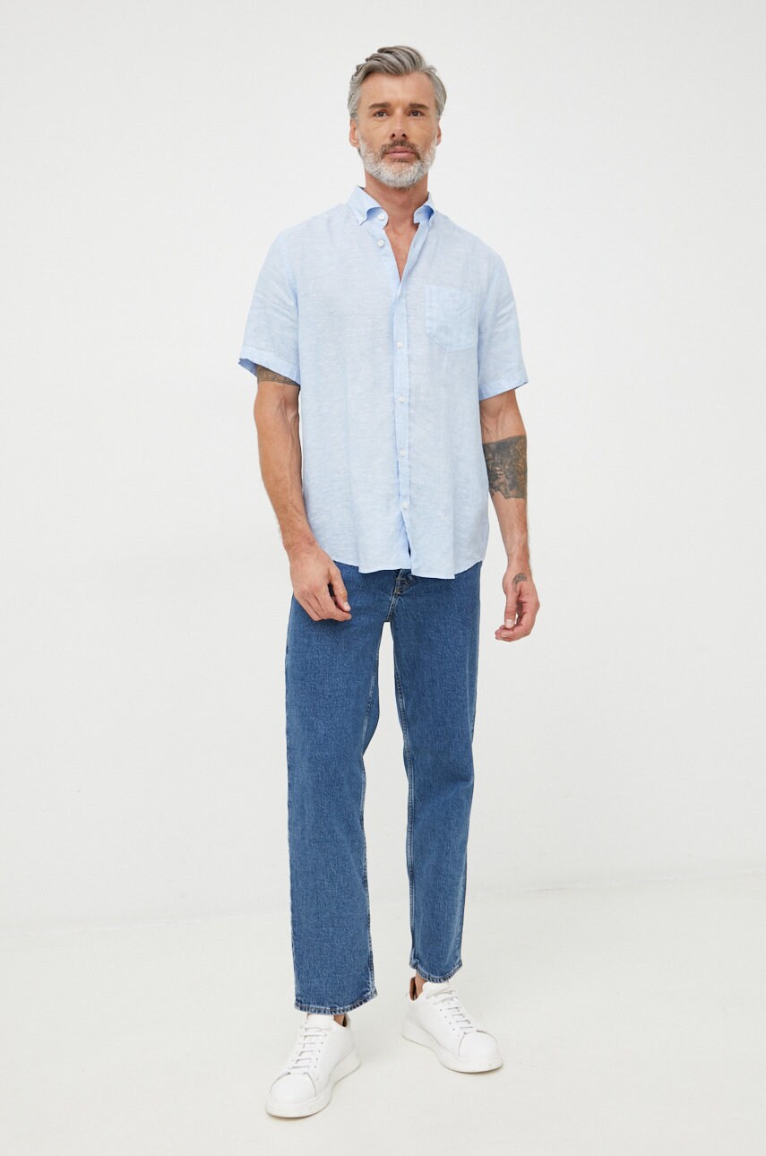 

Сорочка з льону Gant чоловіча slim комір button-down