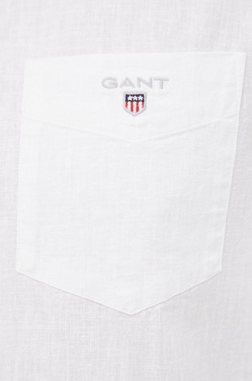 

Сорочка з домішкою льону Gant чоловіча колір білий regular комір button-down