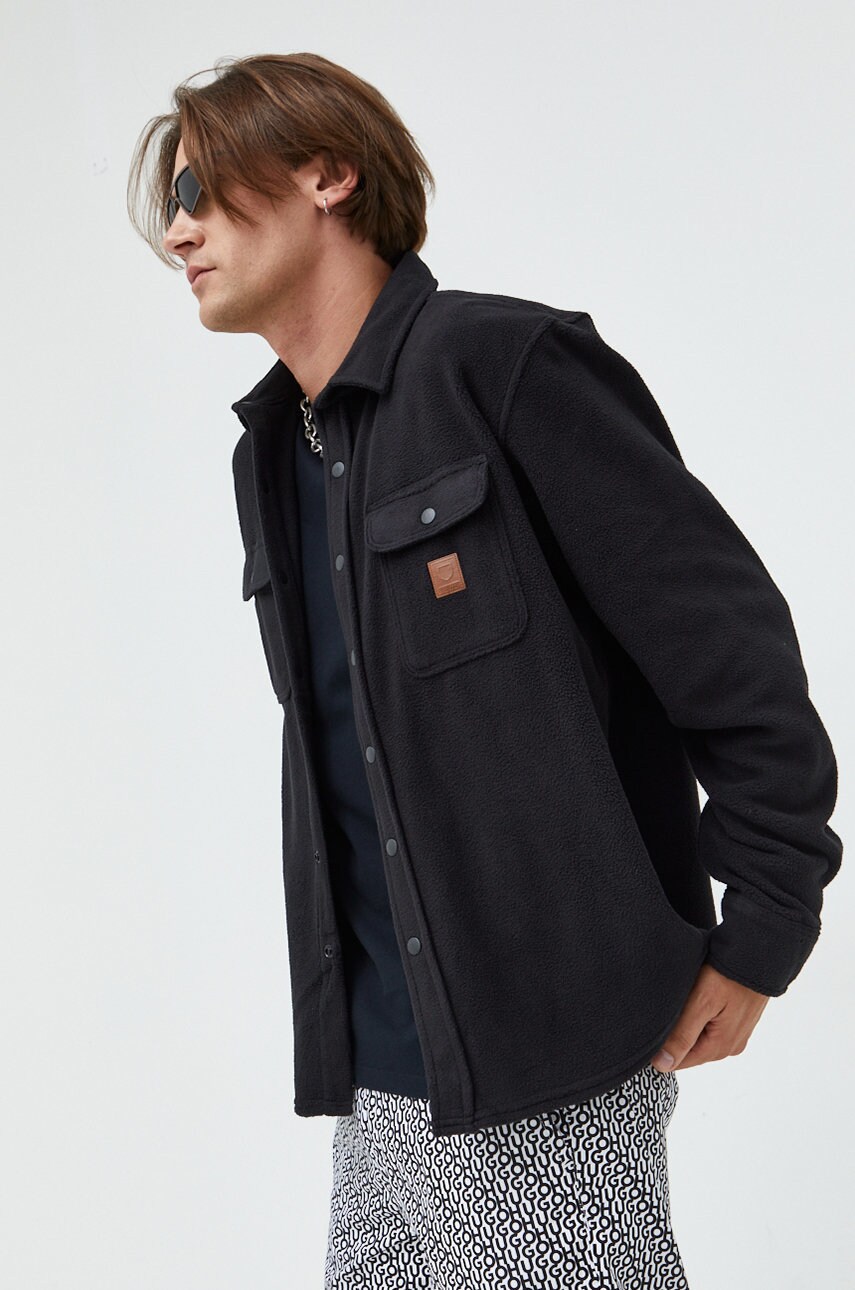 Brixton camasa barbati, culoarea negru, cu guler clasic, relaxed
