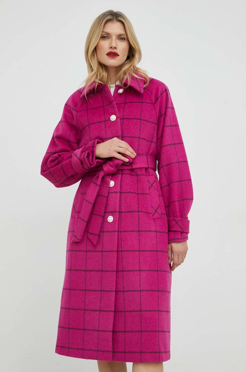 Custommade płaszcz wełniany Isabel kolor różowy przejściowy