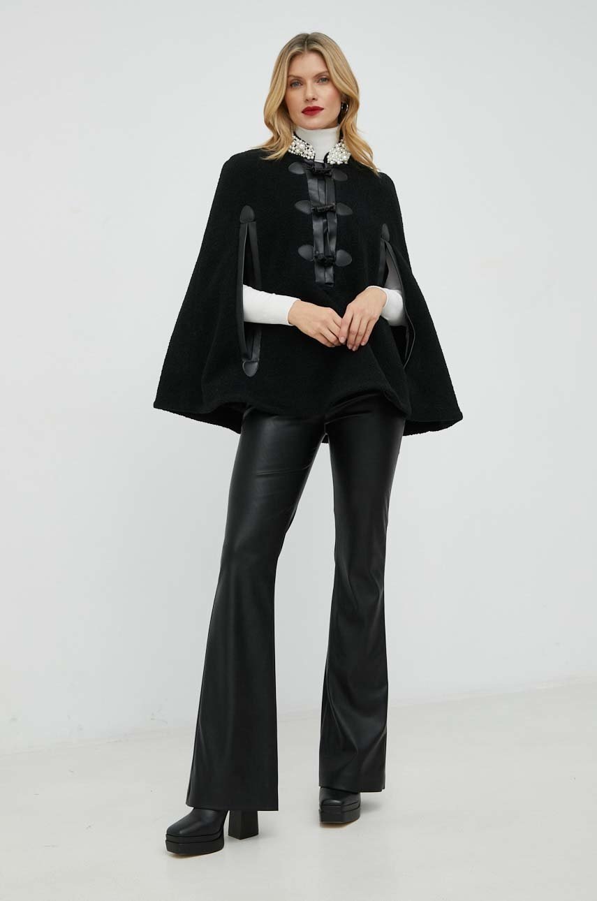 

Шерстяное пончо Custommade Honey By Nbs цвет чёрный переходной oversize