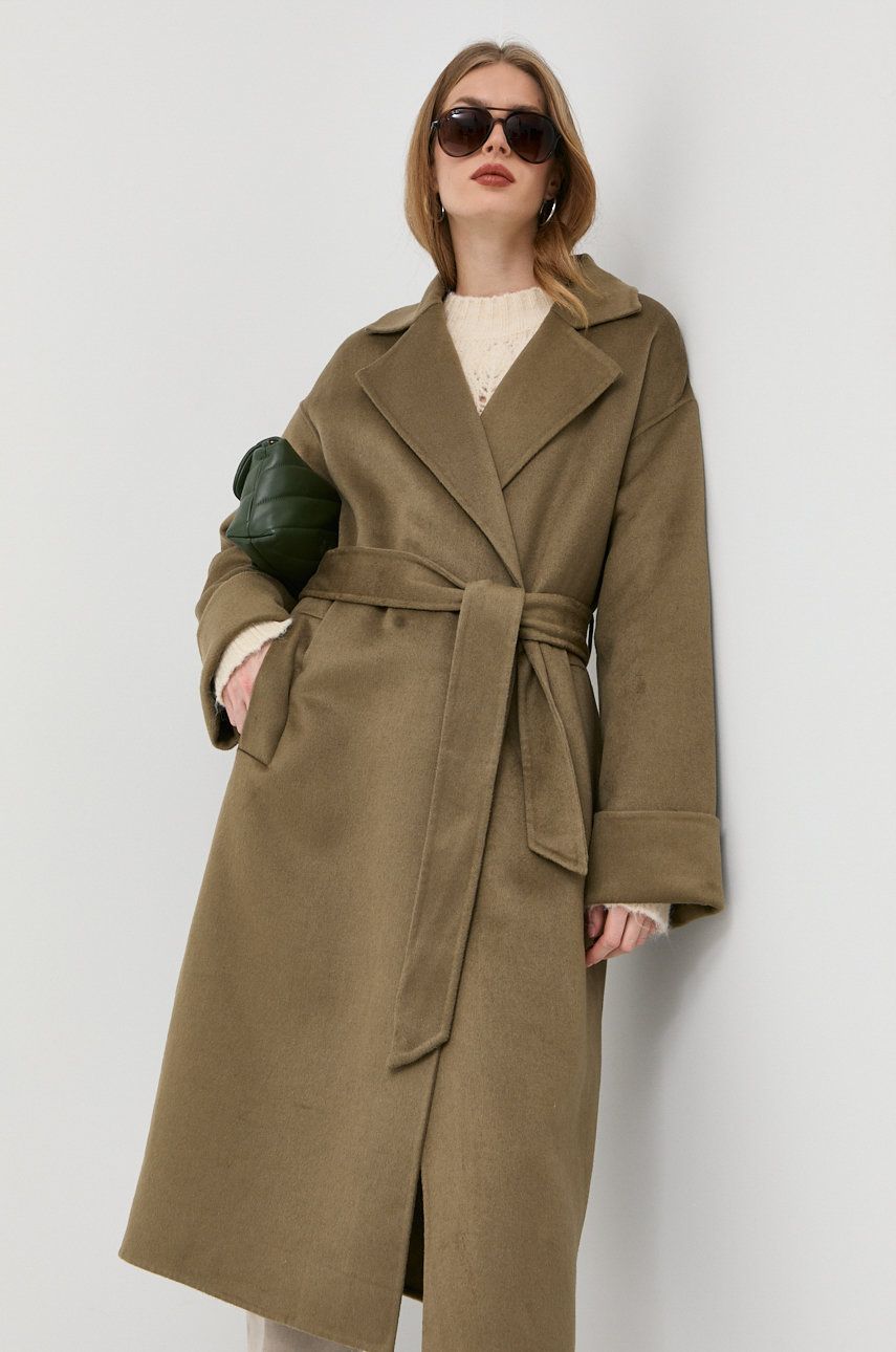 Notes du Nord palton de lana Elisa culoarea verde, de tranzitie, oversize answear imagine noua