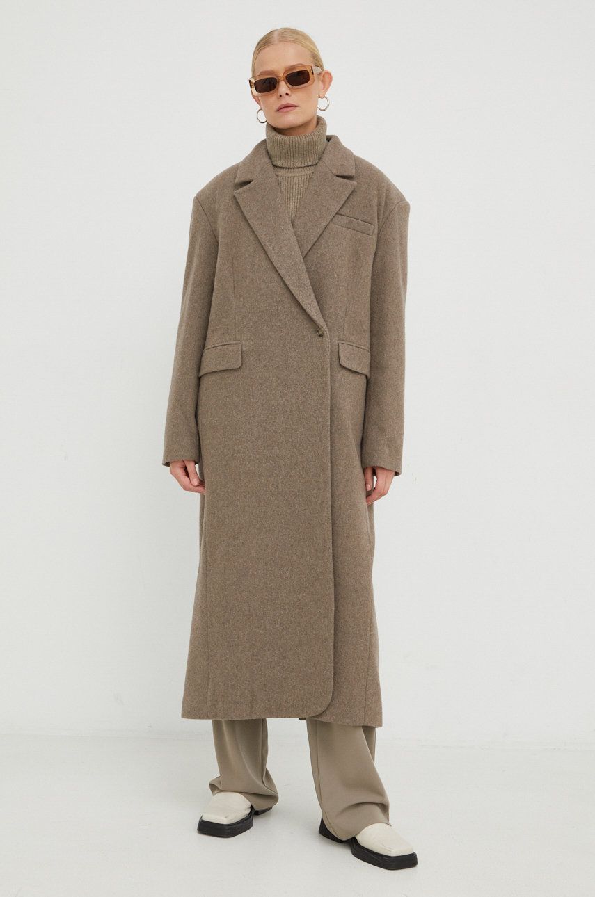 Birgitte Herskind palton de lana culoarea maro, de tranzitie, oversize 2023 ❤️ Pret Super answear imagine noua 2022