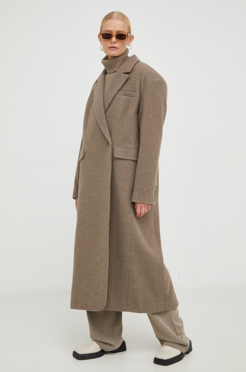 

Вовняне пальто Birgitte Herskind колір коричневий перехідне oversize