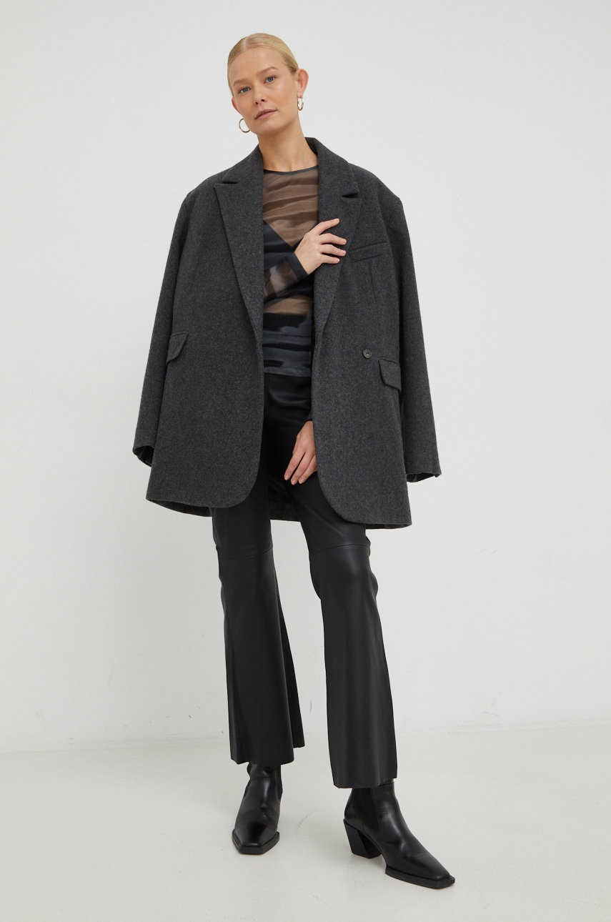 

Шерстяное пальто Birgitte Herskind цвет серый переходное oversize