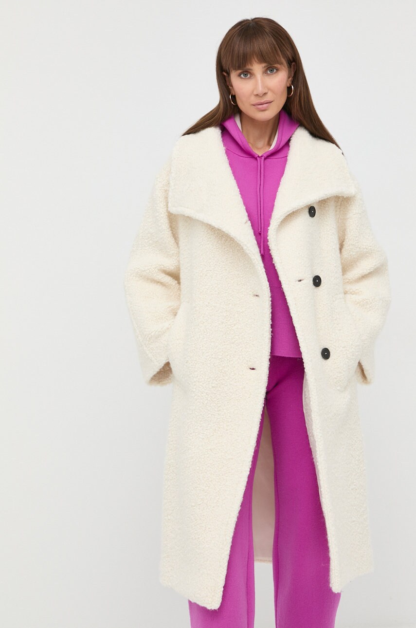 Liviana conti palton din lana culoarea bej, de tranzitie, oversize