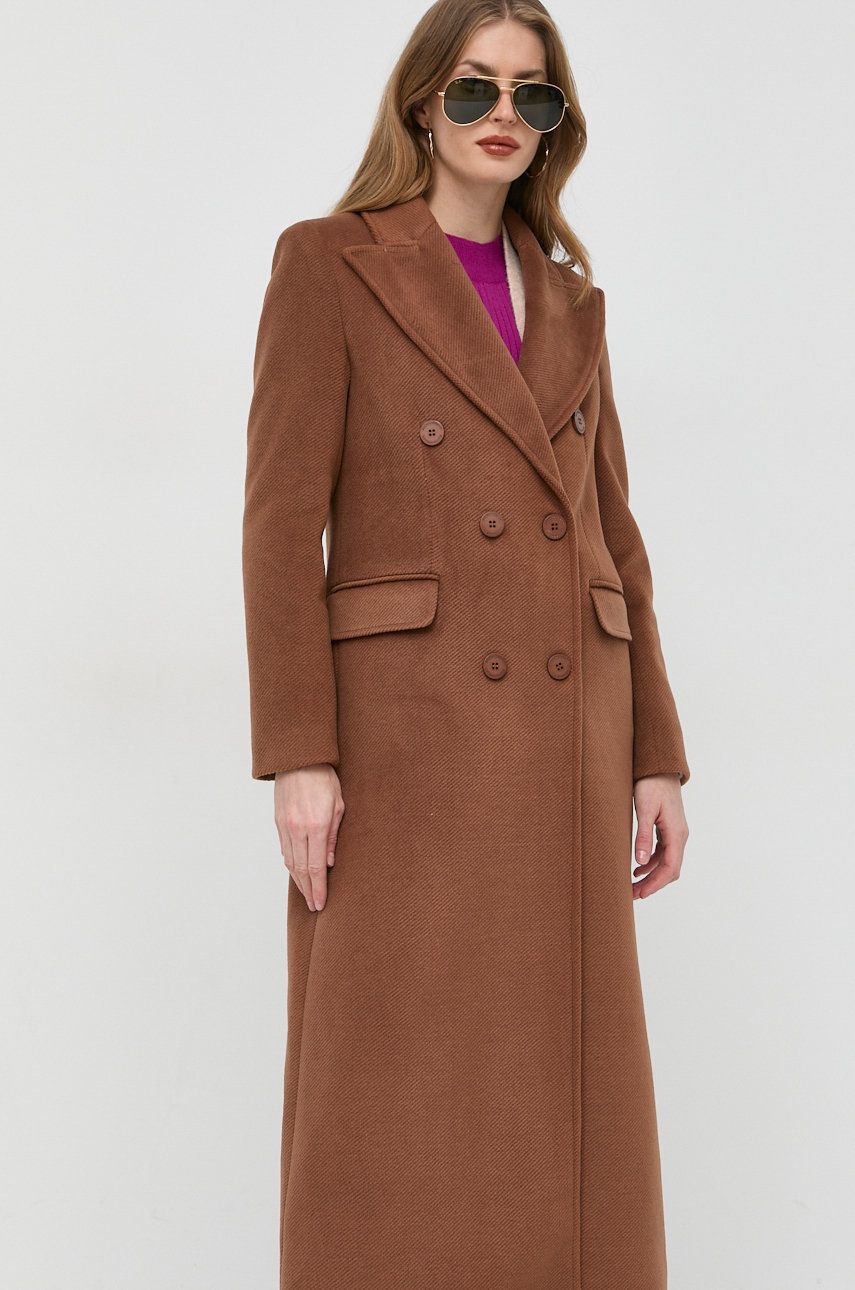 Silvian Heach płaszcz damski kolor brązowy przejściowy dwurzędowy