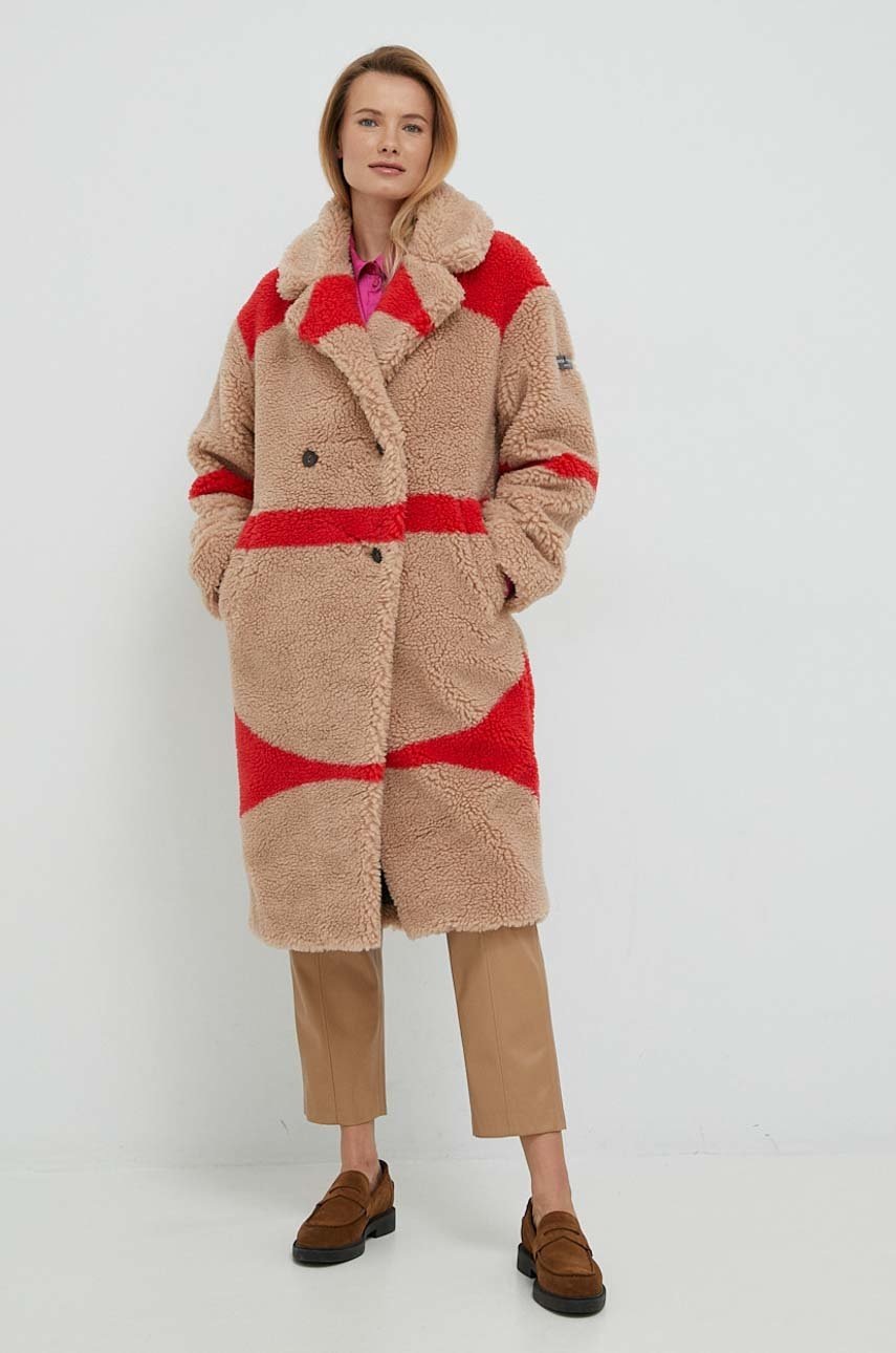 

Пальто Frieda & Freddies жіночий колір бежевий перехідний oversize