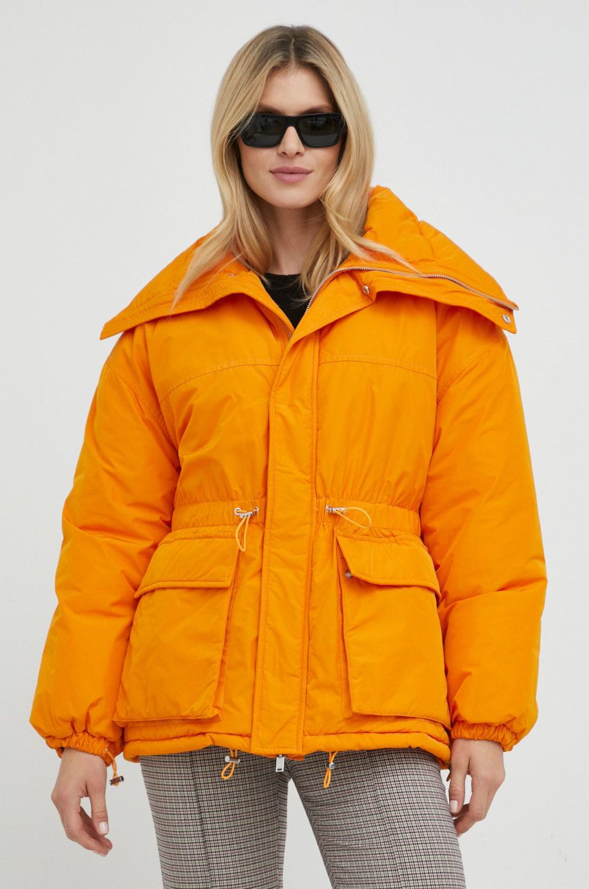 Silvian Heach geaca femei, culoarea portocaliu, de iarna, oversize