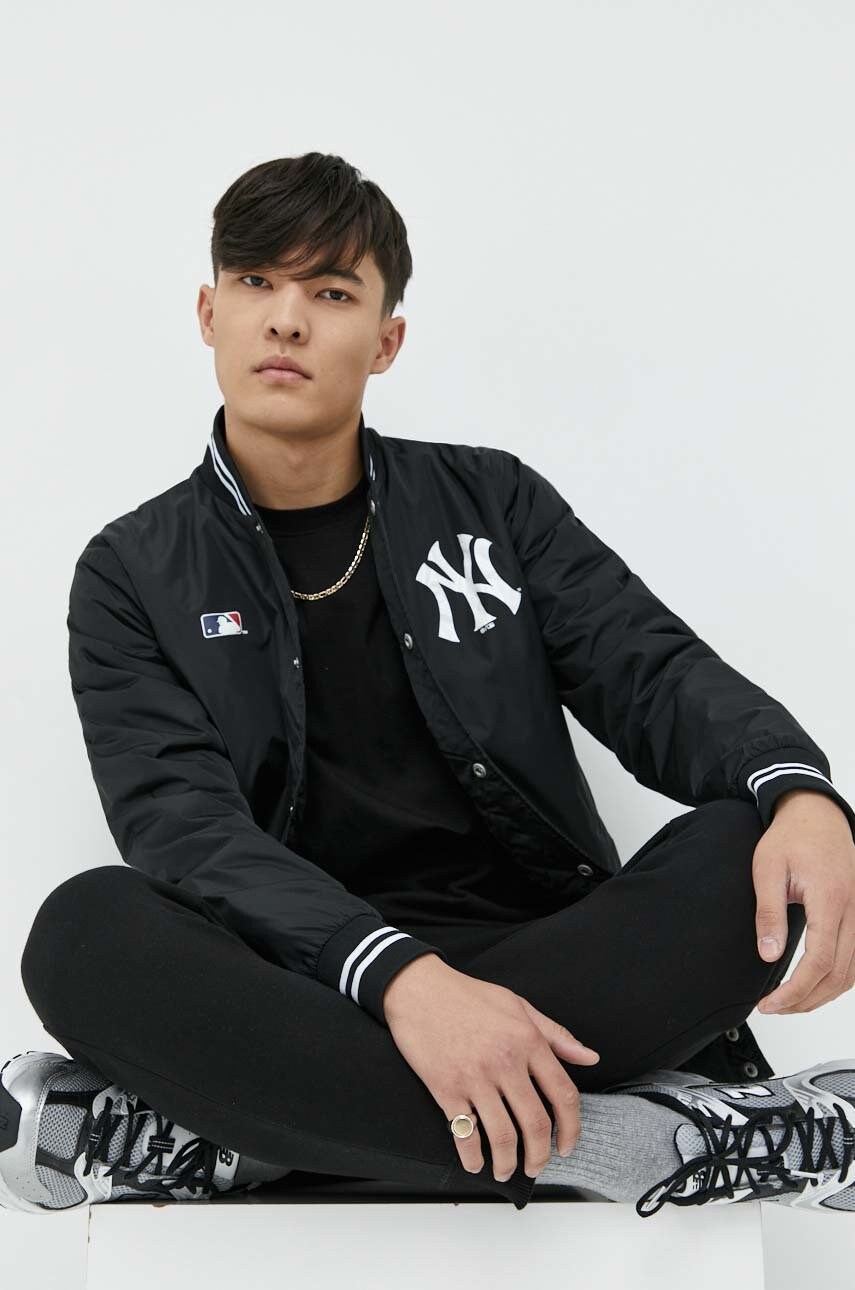 47brand geaca bomber mlb new york yankees barbati, culoarea negru, de tranzitie