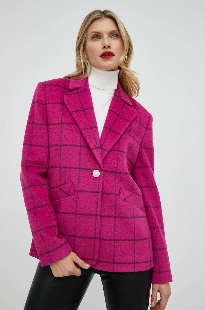 Custommade geaca de lana Iris culoarea roz, oversize, modelator Pret Mic answear.ro imagine noua gjx.ro