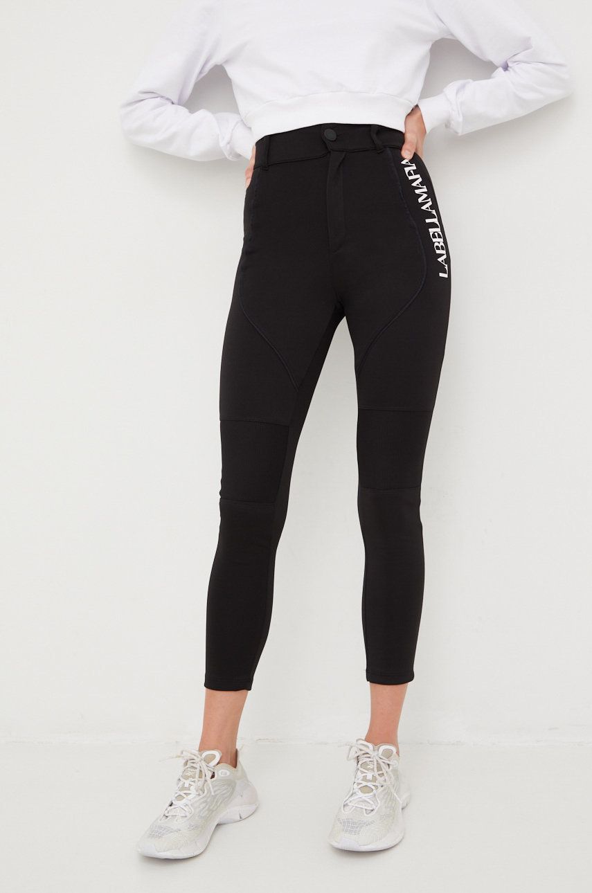 Kalhoty LaBellaMafia dámské, černá barva, s potiskem - černá -  Materiál č. 1: 96% Polyester
