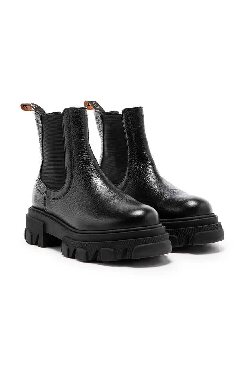 

Кожаные полусапоги Charles Footwear женские цвет чёрный на платформе