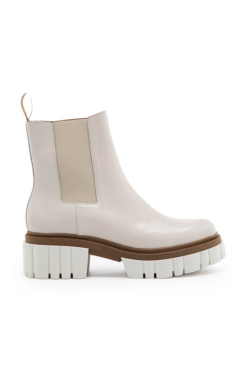 Charles footwear ghete chelsea de piele femei, culoarea bej, cu platforma