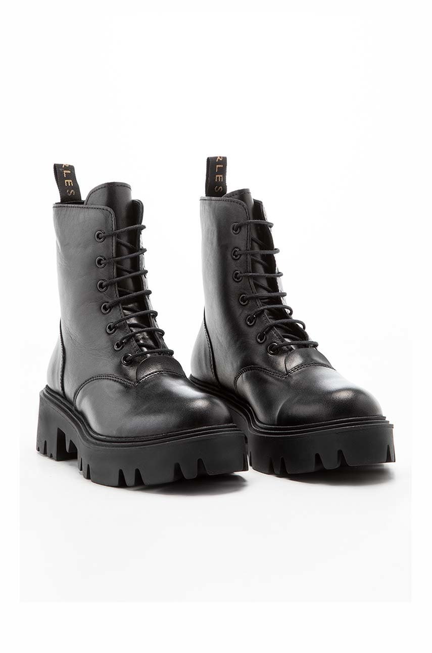 

Шкіряні черевики Charles Footwear Sophia Lace Up жіночі колір чорний на платформі злегка утеплена