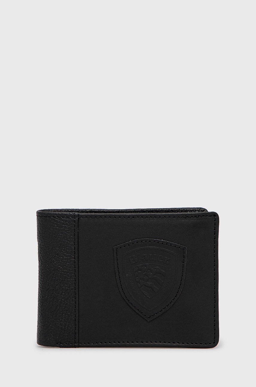 

Кожен портфейл Blauer мъжки в черно, Черен