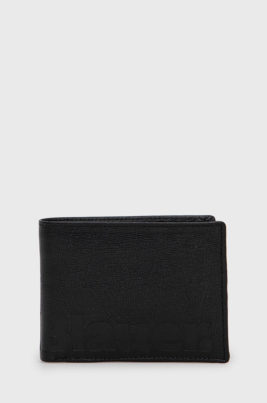 

Кожен портфейл Blauer мъжки в черно, Черен