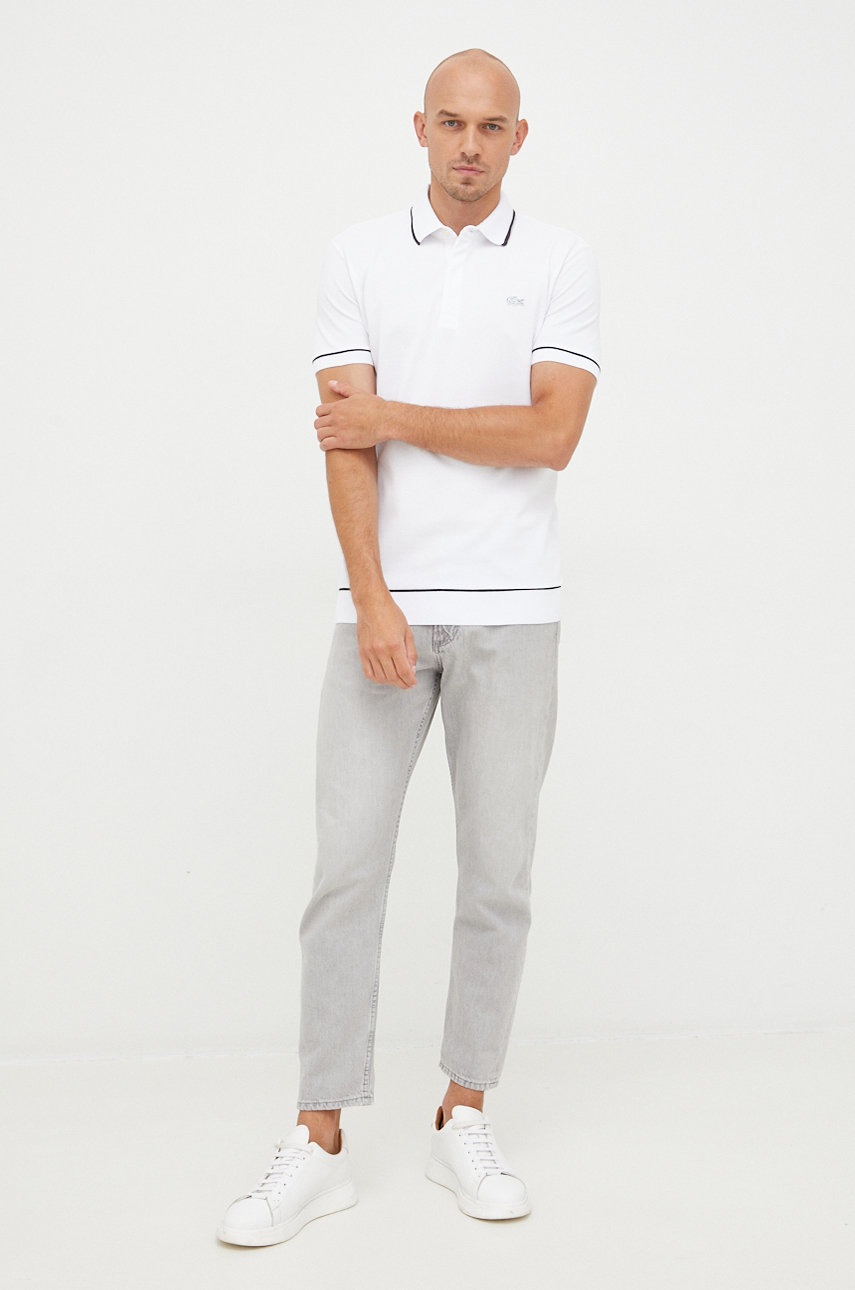 

Поло Lacoste мужской цвет белый