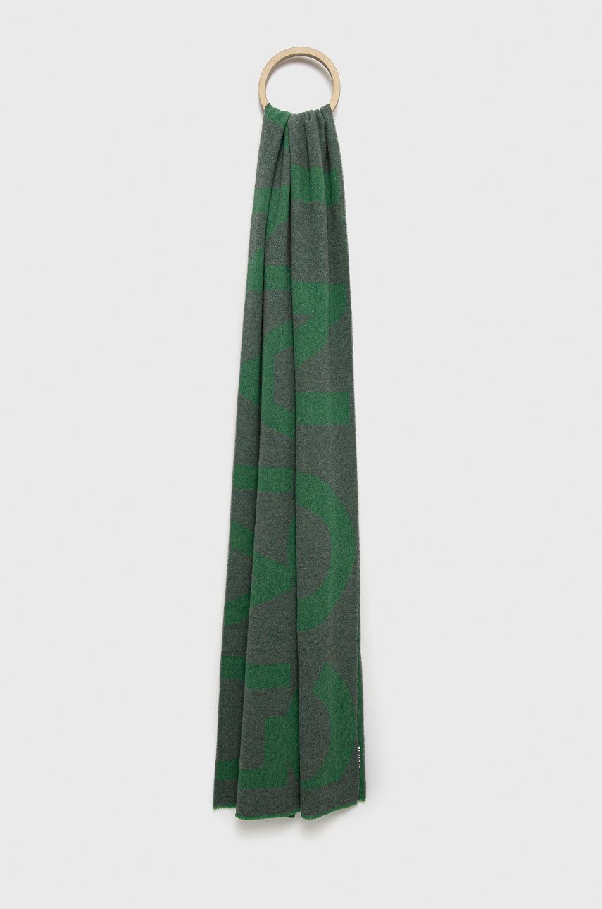 Liviana Conti szalik wełniany kolor zielony wzorzysty