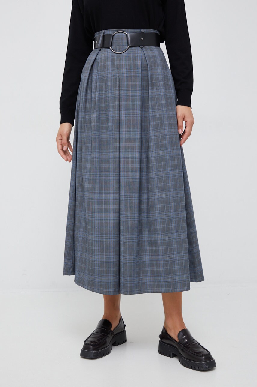 Xt studio fusta culoarea gri, maxi, evazati