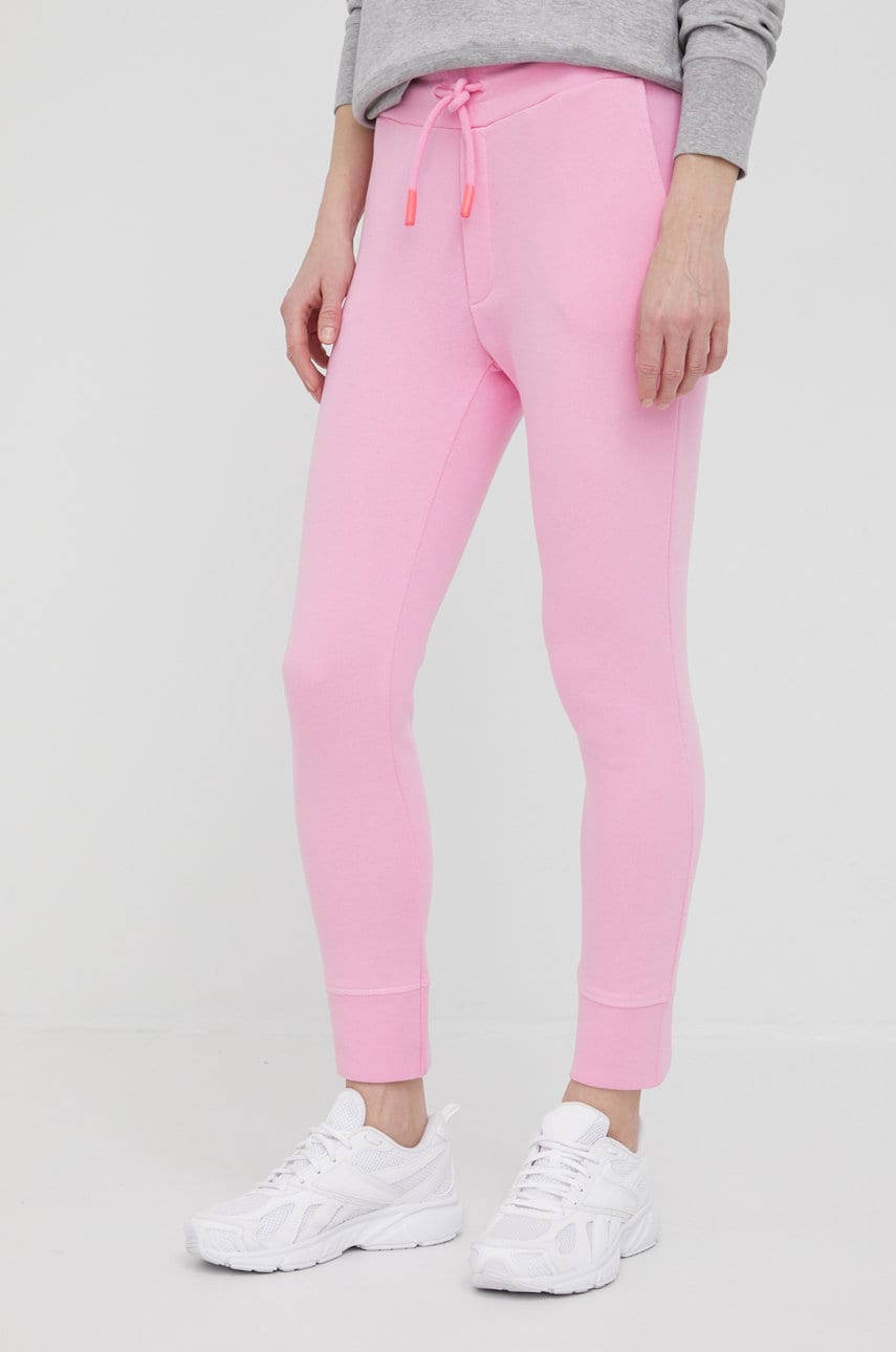 Frieda & freddies pantaloni de trening femei, culoarea roz, neted