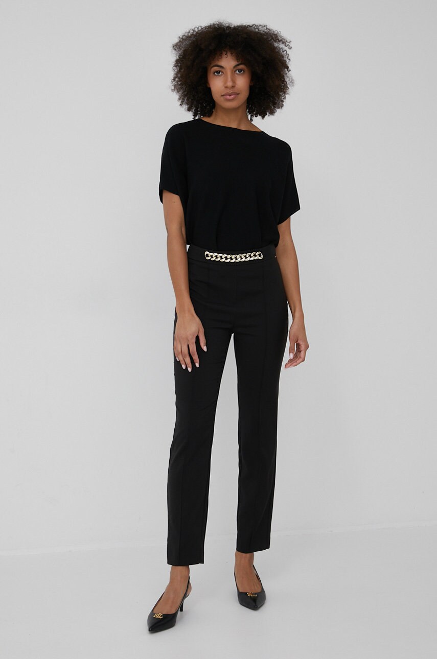 Xt studio pantaloni femei, culoarea negru, drept, high waist