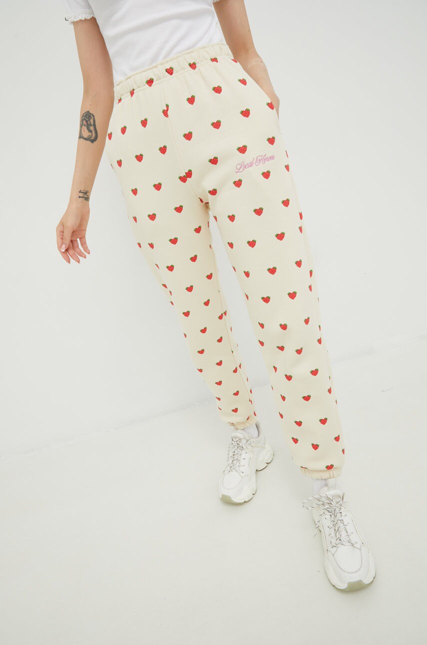 Local heroes pantaloni de trening femei, culoarea bej, modelator