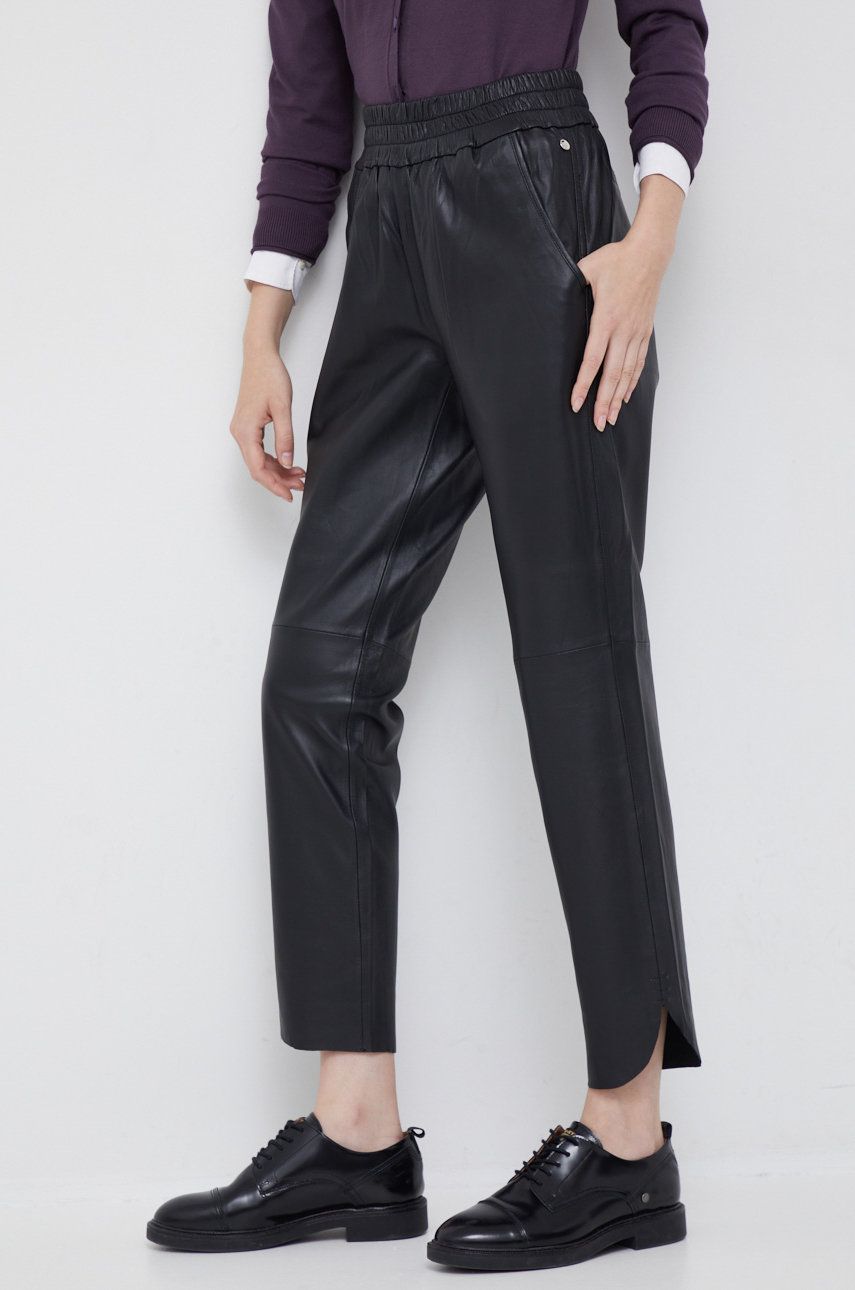 Mos Mosh pantaloni femei, culoarea negru, drept, high waist answear.ro imagine noua gjx.ro