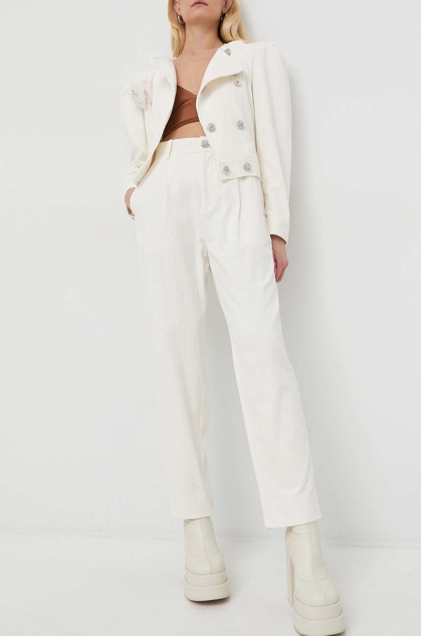 Custommade pantaloni de catifea cord Priva femei, culoarea alb, drept, high waist 2023 ❤️ Pret Super answear imagine noua 2022