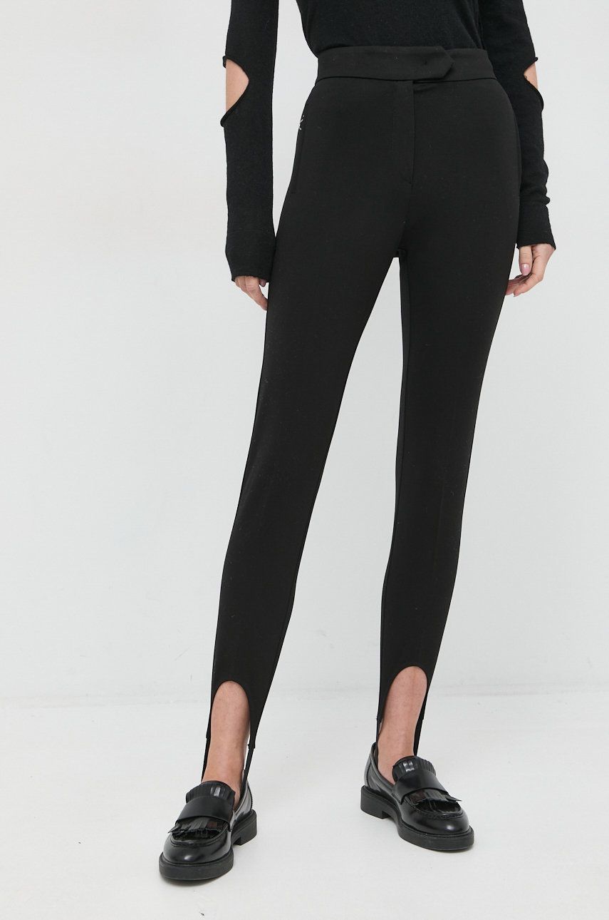 Beatrice B pantaloni femei, culoarea negru, mulata, high waist answear.ro