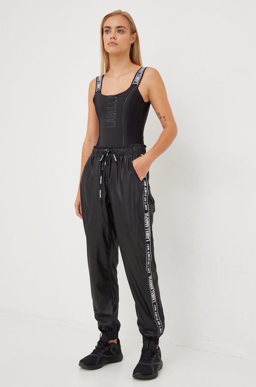 Labellamafia pantaloni femei, culoarea negru, neted