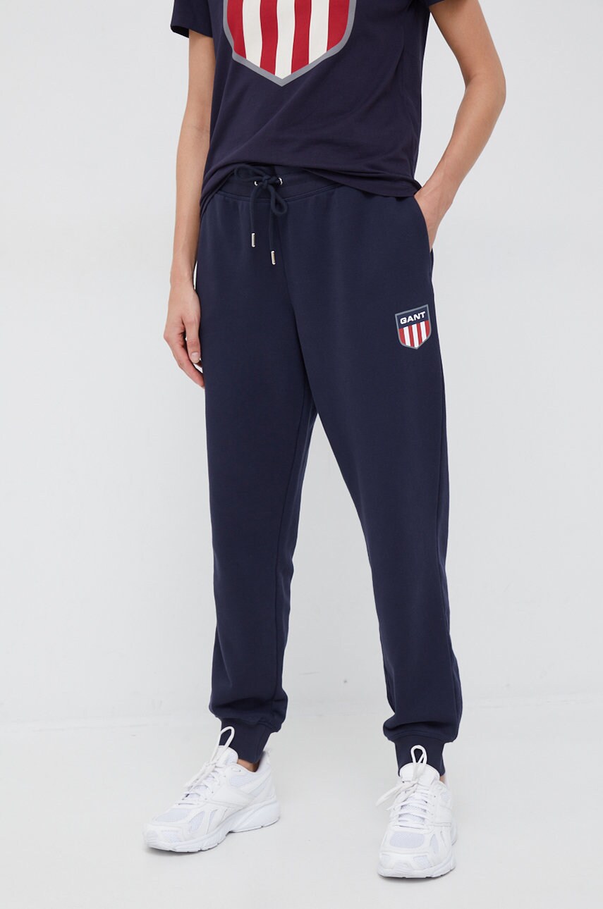 Gant pantaloni de trening femei, culoarea albastru marin, neted