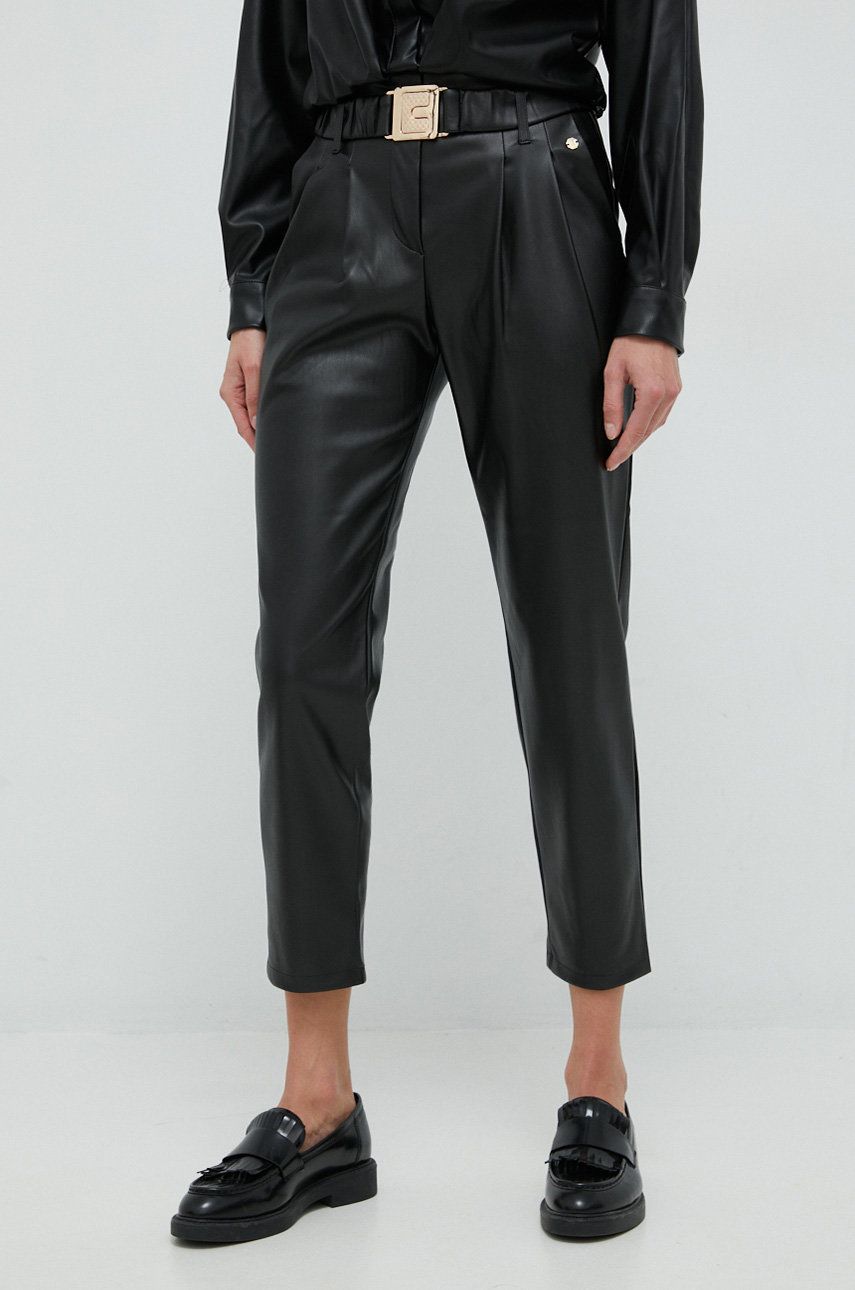 XT Studio pantaloni femei, culoarea negru, drept, high waist image0