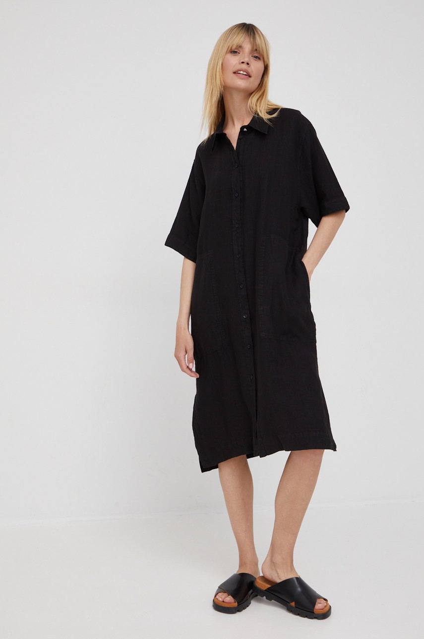 

Льняна сукня Mos Mosh колір чорний mini oversize