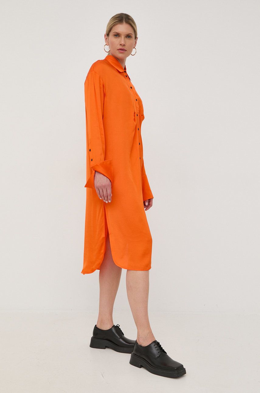 Birgitte Herskind rochie culoarea portocaliu, midi, oversize