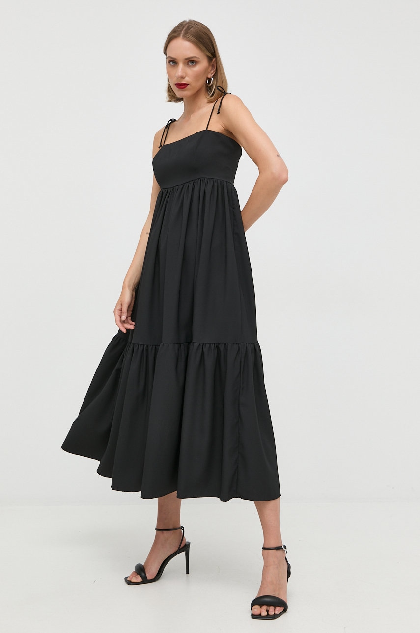 Notes du Nord rochie culoarea negru, midi, evazati