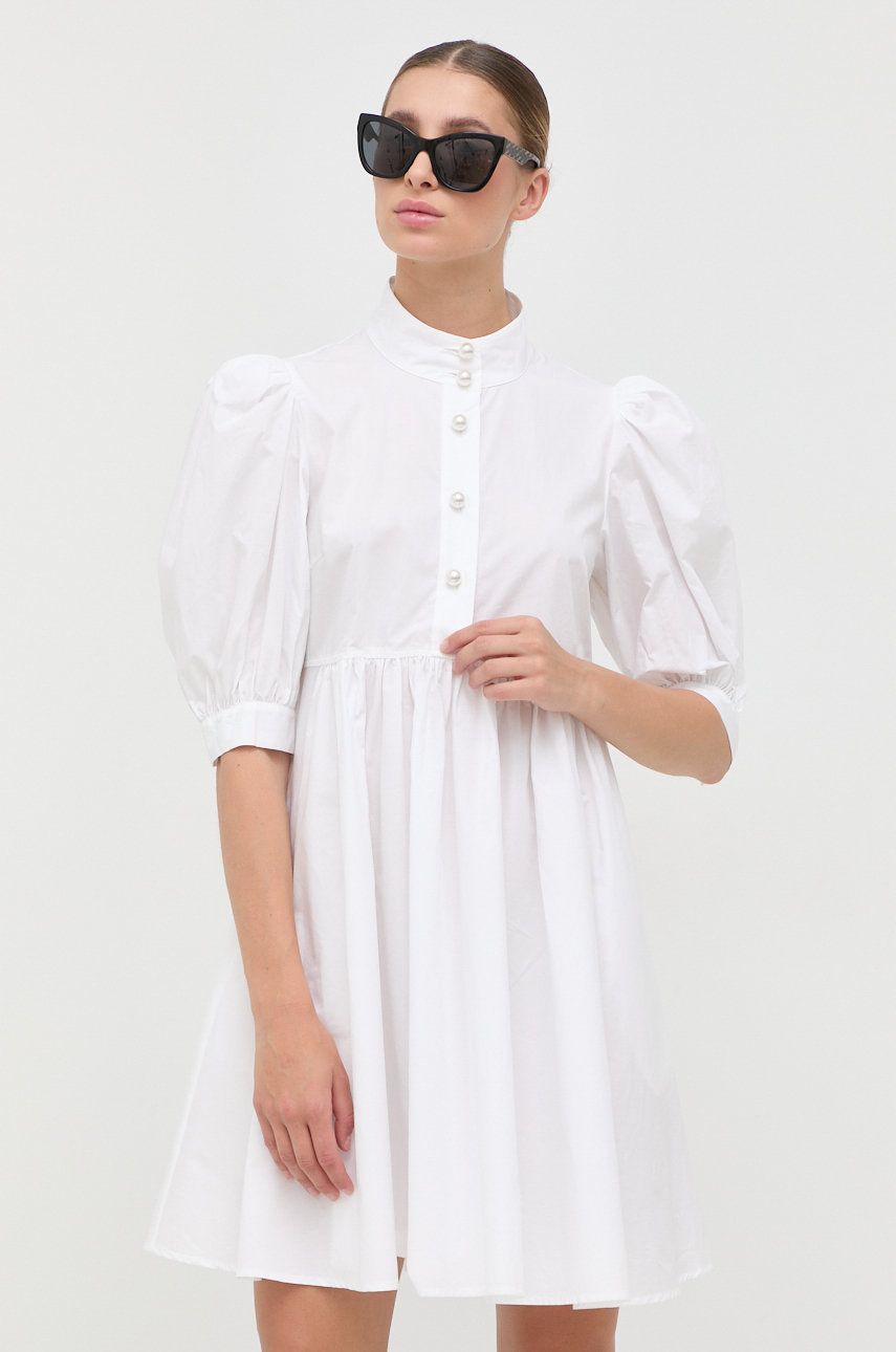Custommade rochie din bumbac culoarea alb, mini, evazati alb imagine noua