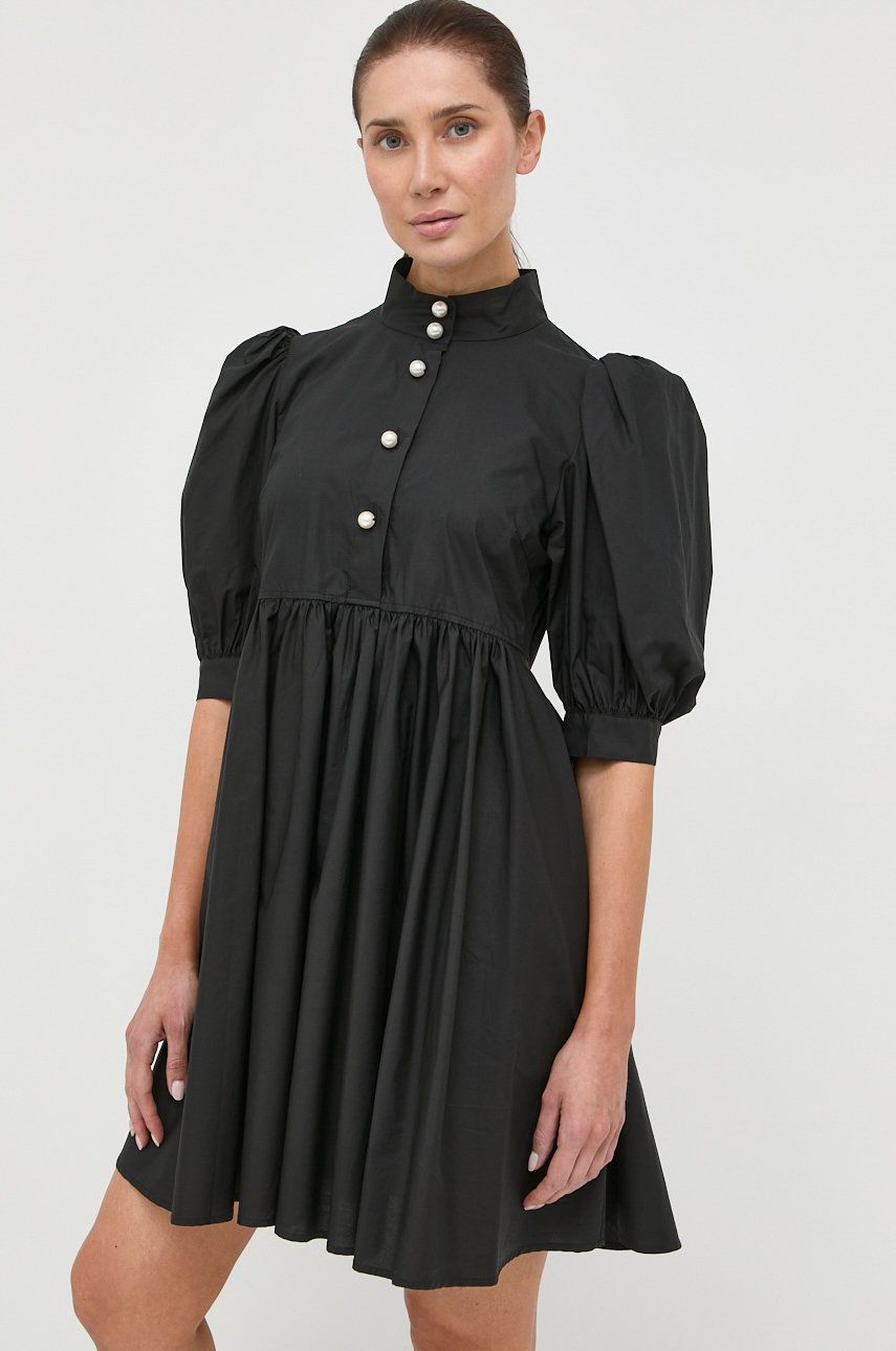 Custommade rochie din bumbac culoarea negru, mini, evazati