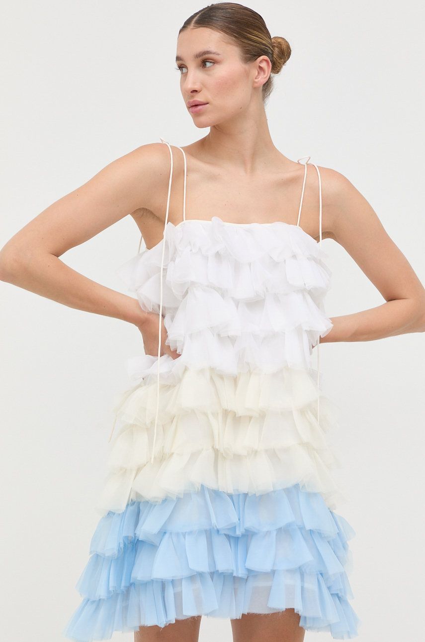 Custommade rochie de matase culoarea alb, mini, evazati 2023 ❤️ Pret Super answear imagine noua 2022