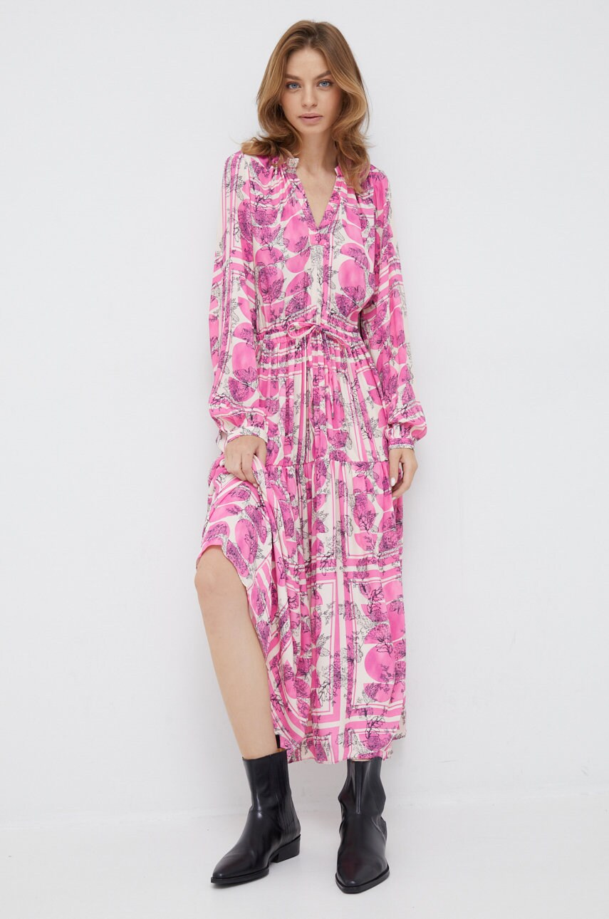 Mos mosh rochie culoarea roz, midi, evazati