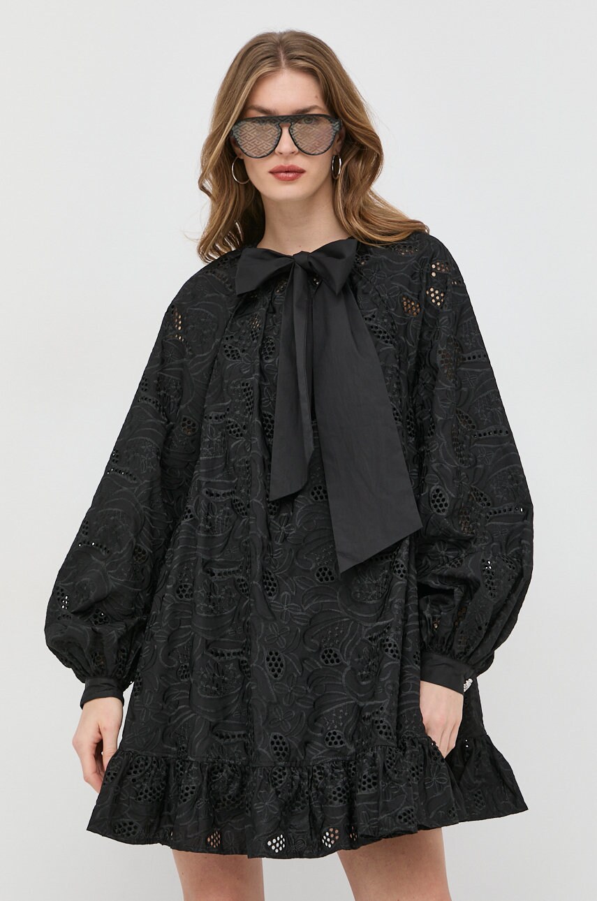 Custommade rochie din bumbac keera culoarea negru, mini, evazati