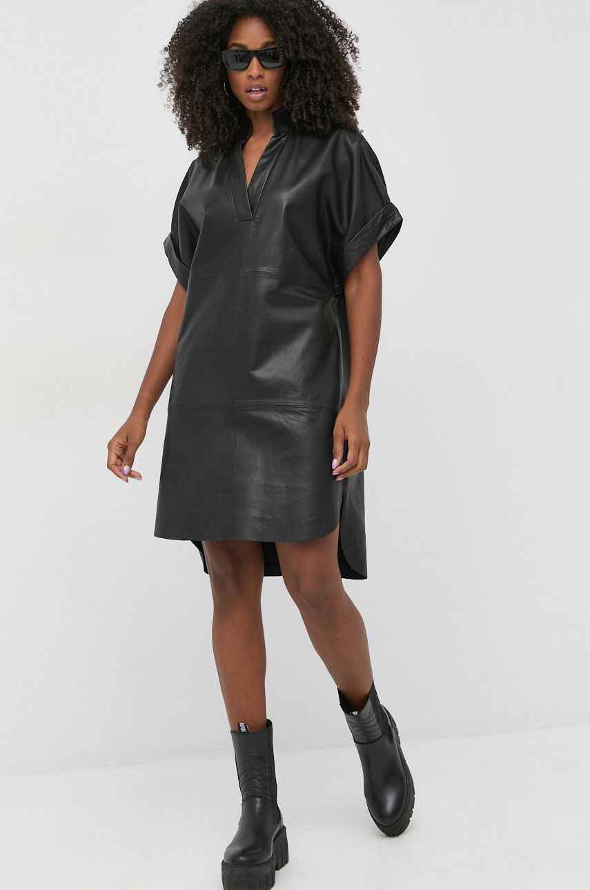 Notes du Nord rochie de piele culoarea negru, mini, oversize answear.ro imagine noua gjx.ro
