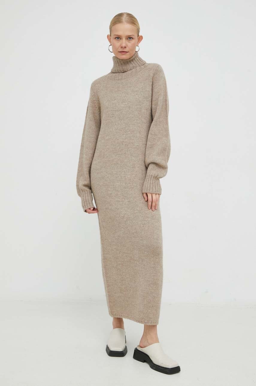 Birgitte herskind rochie din lana tipp knit dress culoarea bej, maxi, drept