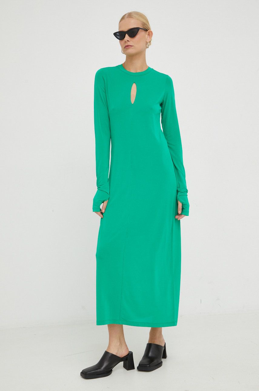 Birgitte Herskind rochie culoarea verde, midi, mulata 2023 ❤️ Pret Super answear imagine noua 2022