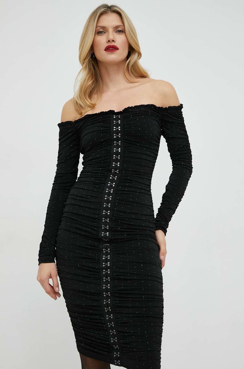 Nissa rochie culoarea negru, mini, mulata