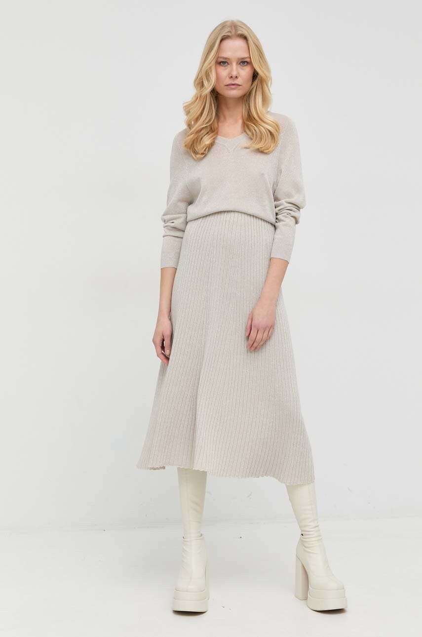 Liviana conti rochie culoarea gri, midi, evazati