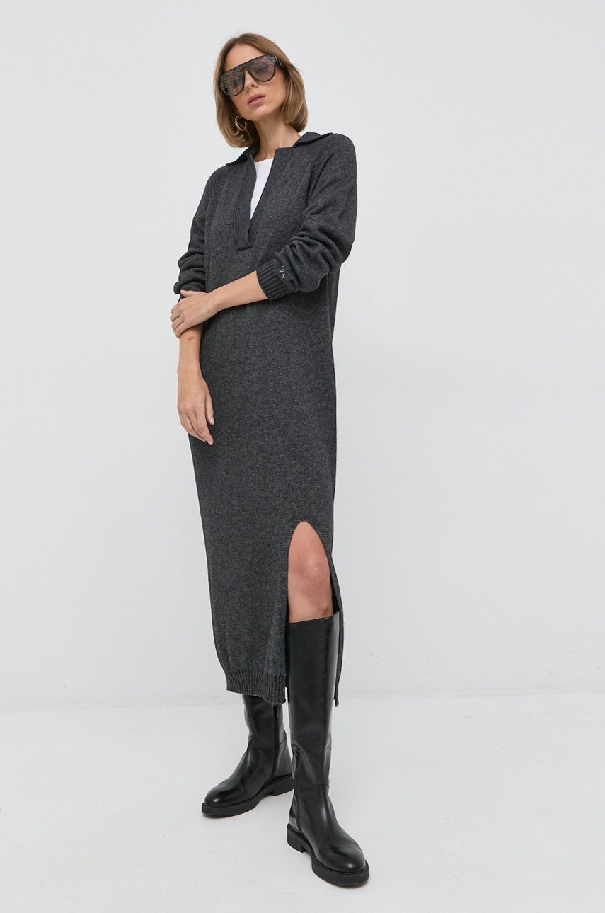 Liviana Conti rochie de cașmir culoarea gri, midi, oversize answear.ro imagine noua
