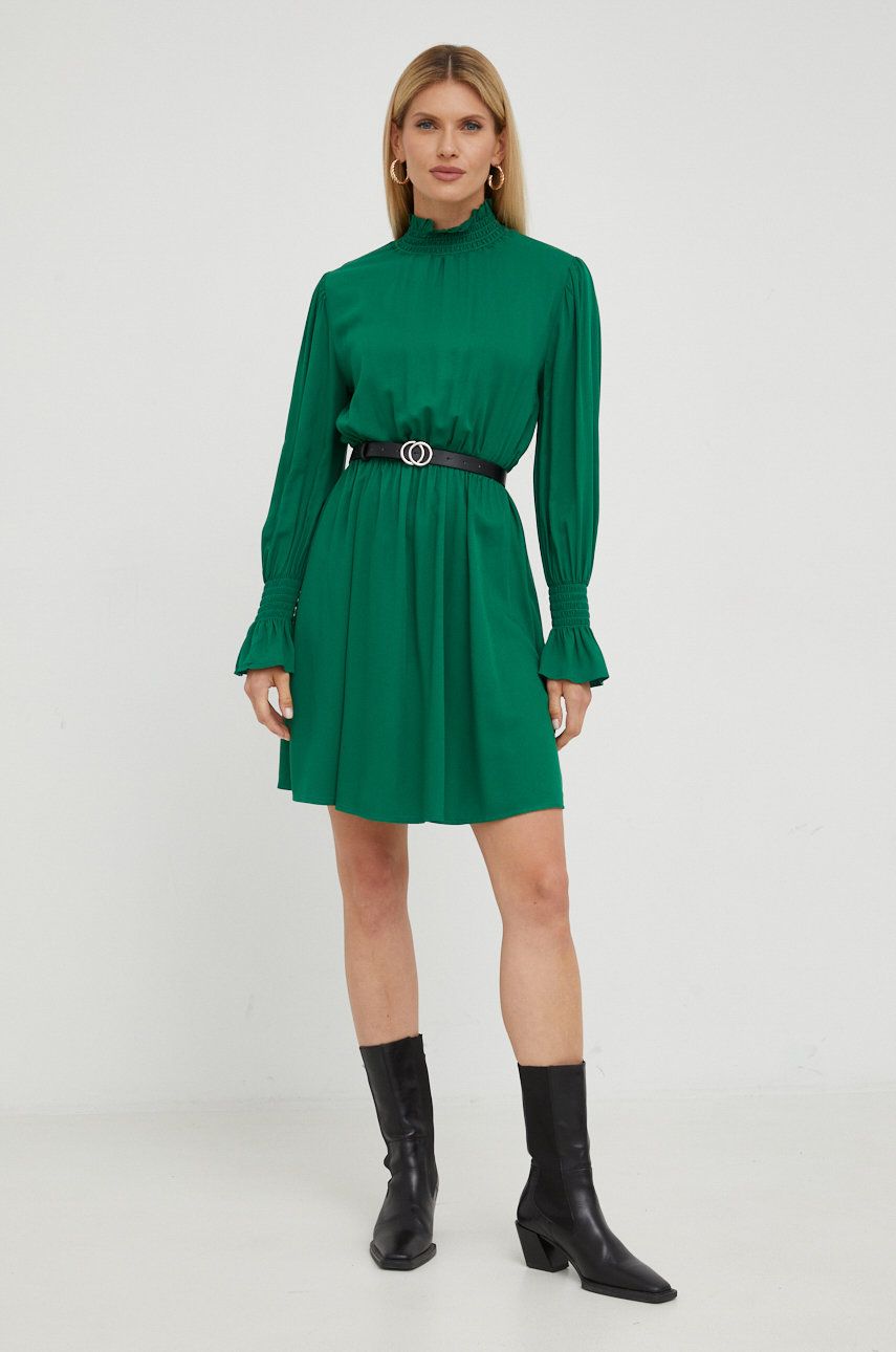 Silvian Heach sukienka kolor zielony mini rozkloszowana